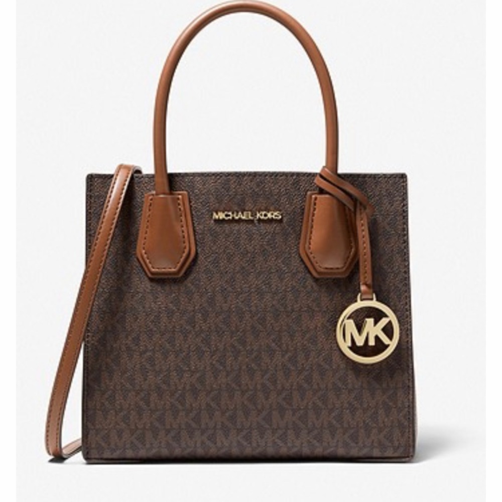 NEW Michael Kors Mercer Medium Logo and Leather Accordion Crossbody Bag